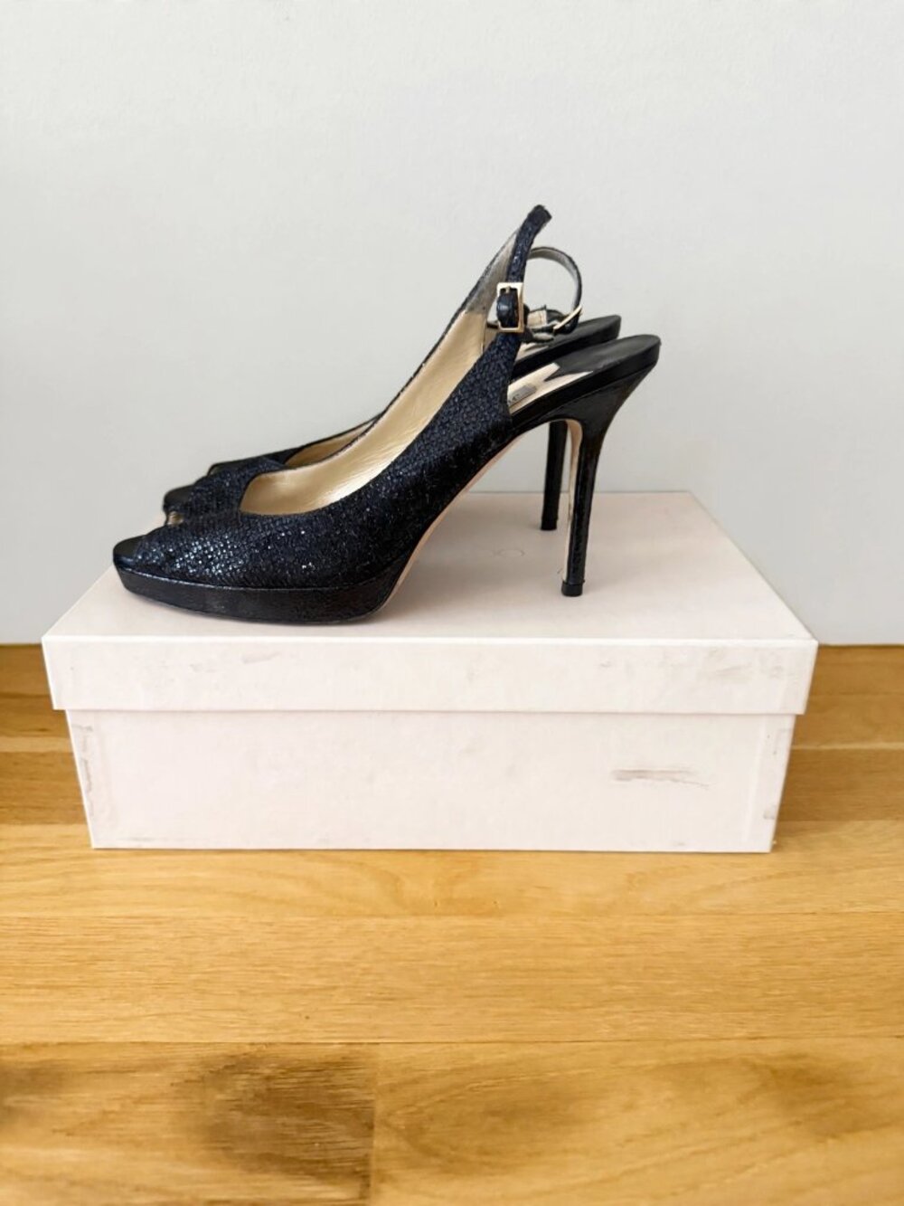 Jimmy Choo Logan Glitter Sandals – Size 38